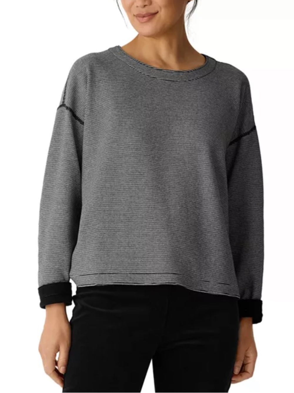 Black Eileen Fisher Round Neck Reversible Top Size XXS
